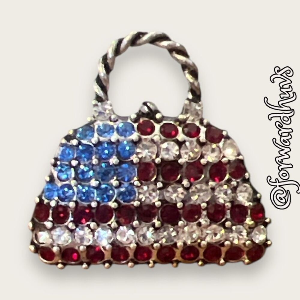 Bundle Sale 3 for $15 | American Flag Purse Brooch Pin with Gemstones